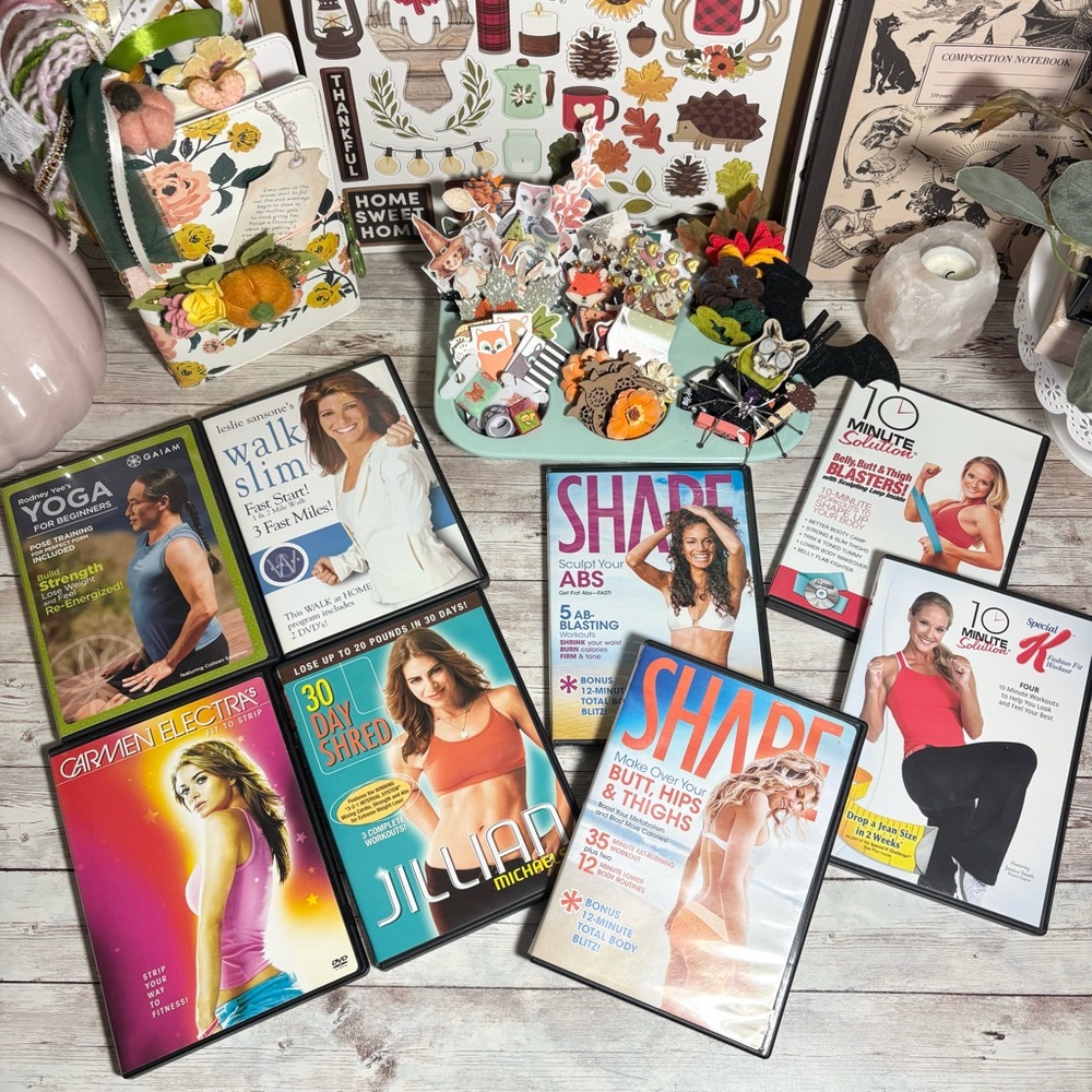 Lot Of 8 Workout DVDs Yoga Exercise Home Fitness Carmen Electra JillianMichaels